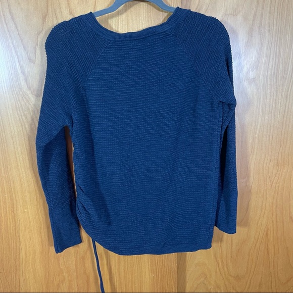 Maurices Sweater, Size Medium. One side can be ruched up! Dark Navy Blue - Picture 5 of 7